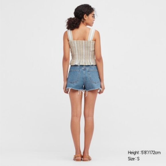 Uniqlo Cotton Striped Shirring Sleeveless Blouse - Picture 4 of 9